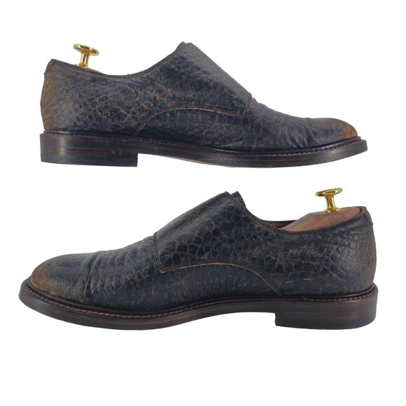 Italy Gucci Men size 8 US 7.5UK Designer Distressed Monk Strap Dress Shoe Loafer - Picture 6 of 12